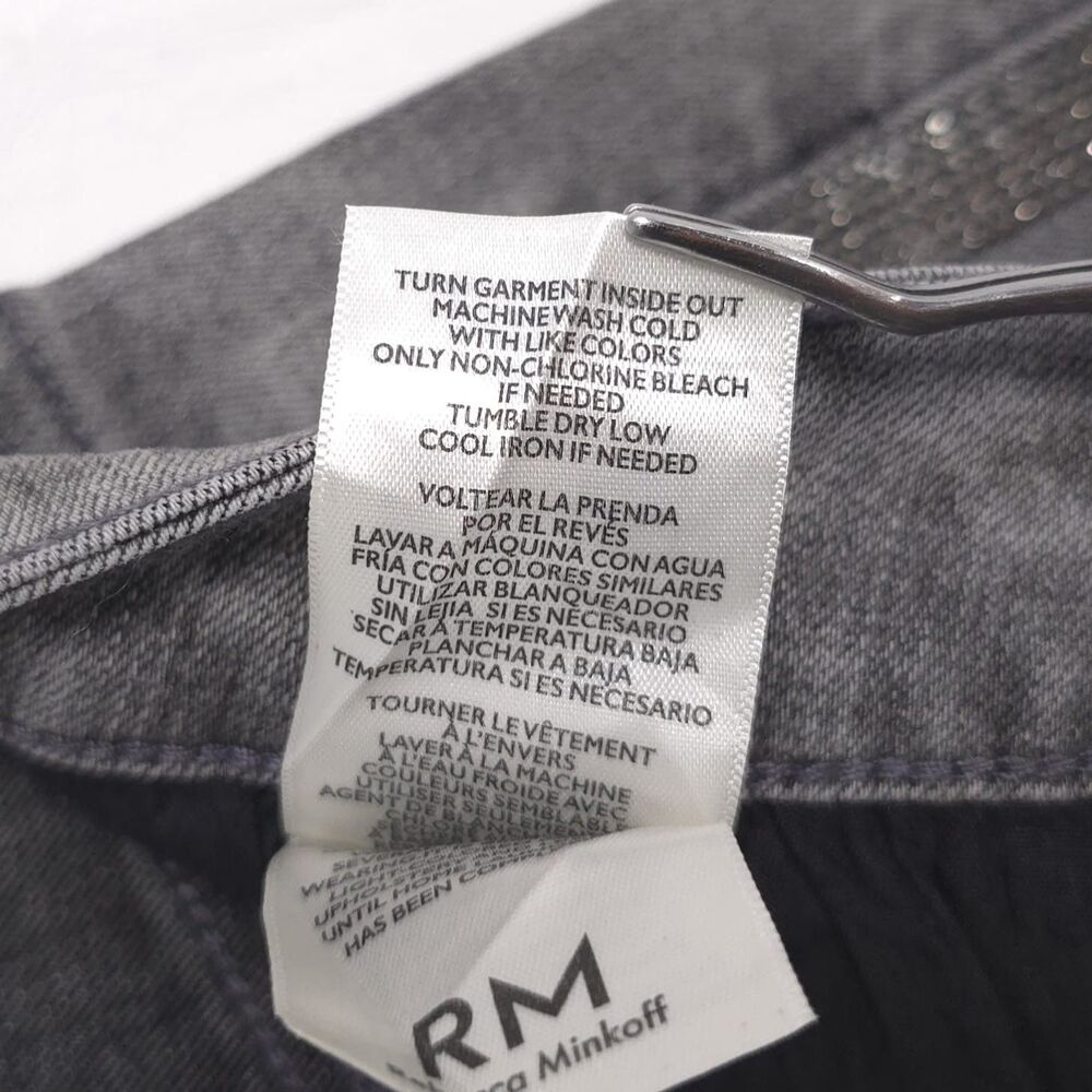 RM REBECCA MINKOF NWOT Gray Stretch Flare Bootcut Jeans Side Stripe Metallic 12 - Picture 12 of 13